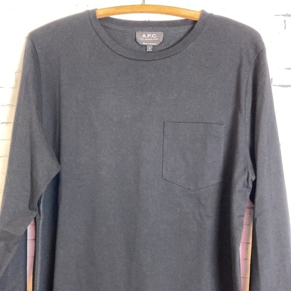 A.P.C. LONG SLEEVE JOE POCKET TEE Black Medium NWOT Elevated Basic Luxe Capsule - Picture 7 of 9